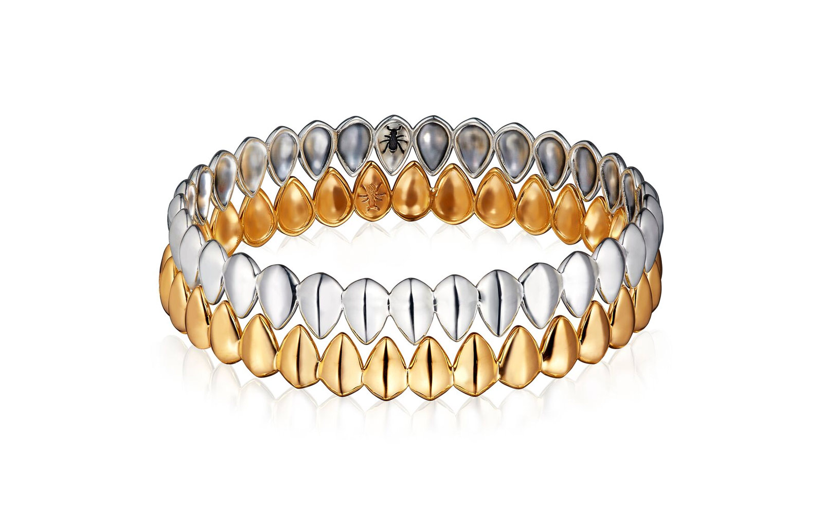 Patrick Mavros Pangolin Scale cuff in silver and gold