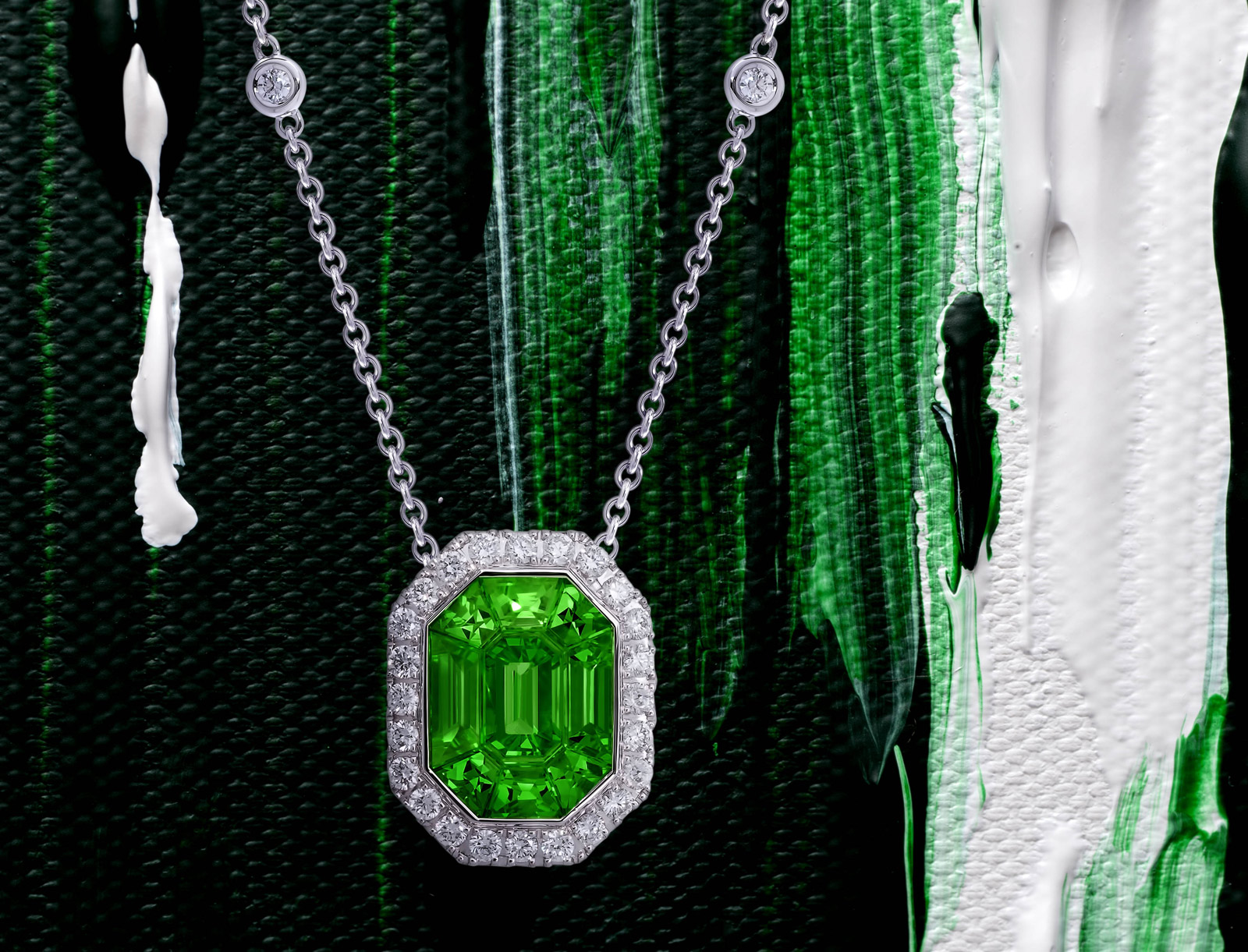 Muse pendant with tsavorites and diamonds by Stenzhorn