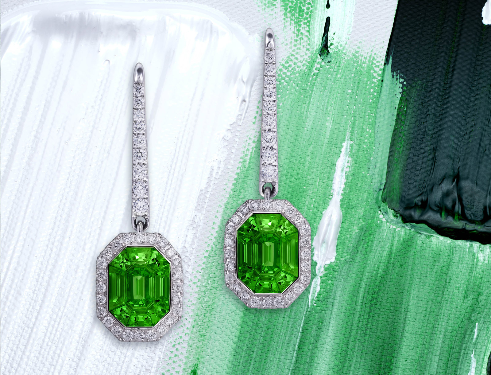  Muse earrings with tsavorites and diamonds by Stenzhorn