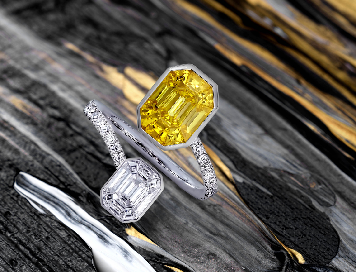  Muse ring with yellow sapphires and diamonds by Stenzhorn