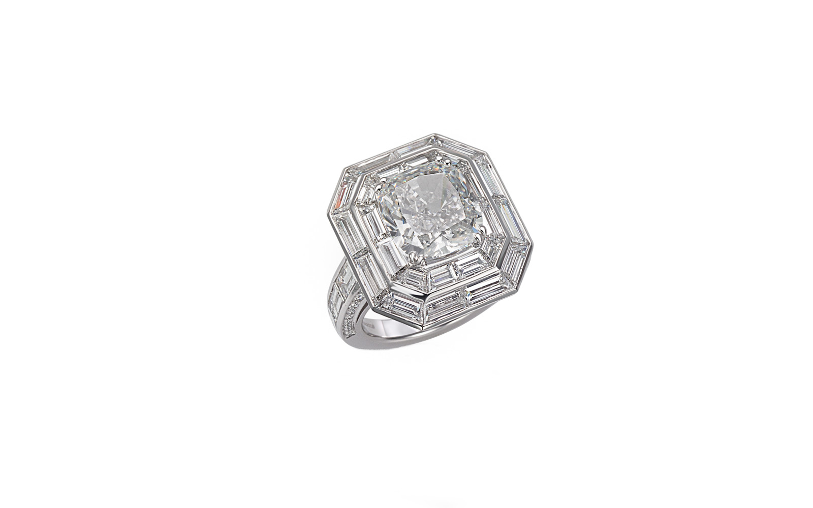 Picchiotti 'Cushion' diamond and platinum engagement ring from Bridal collection