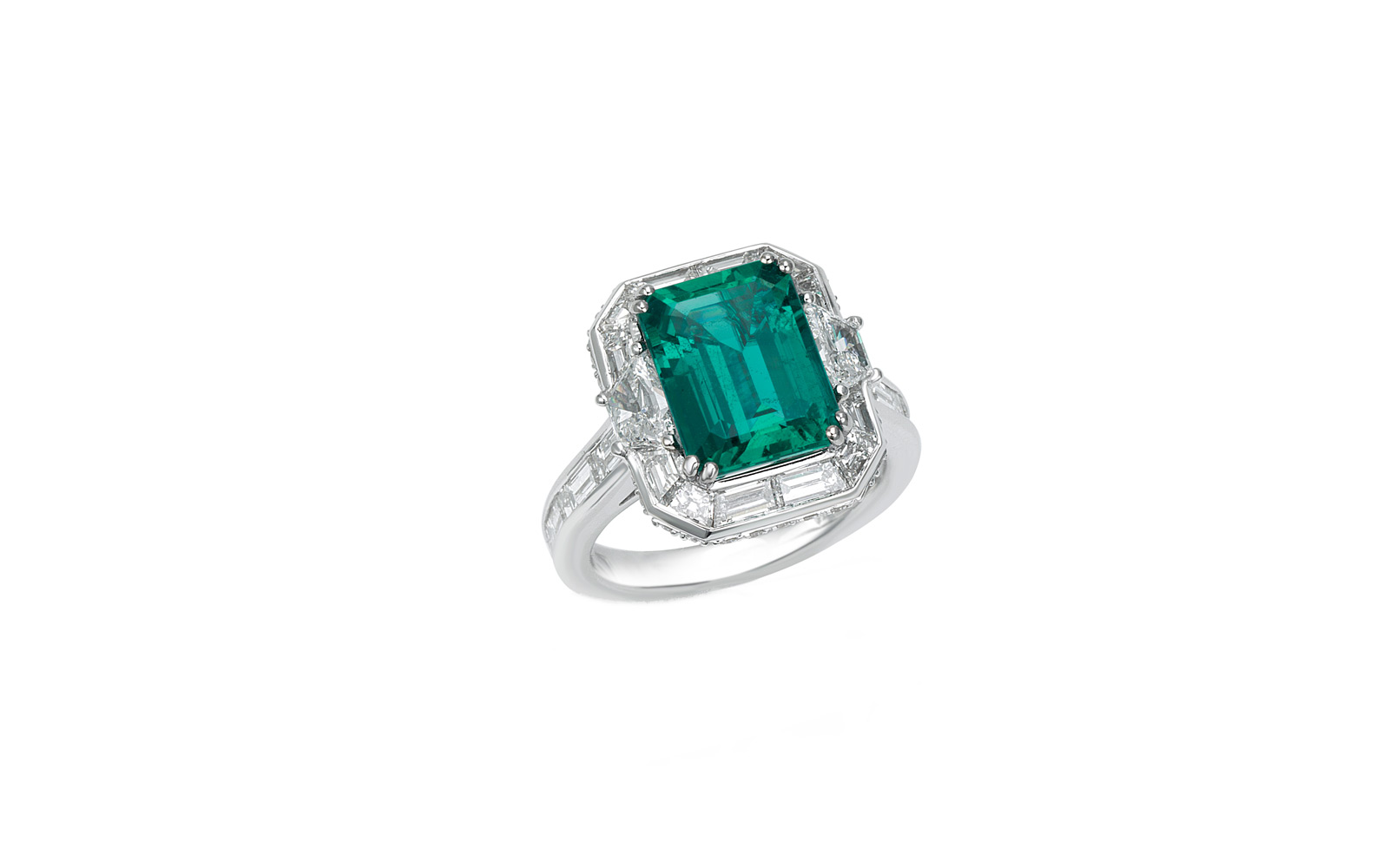  Picchiotti emerald and diamond engagement ring in platinum from Bridal collection