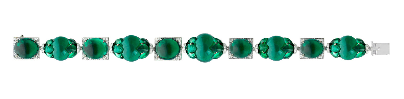 Boghossian cabochon emeralds and diamonds bracelet 