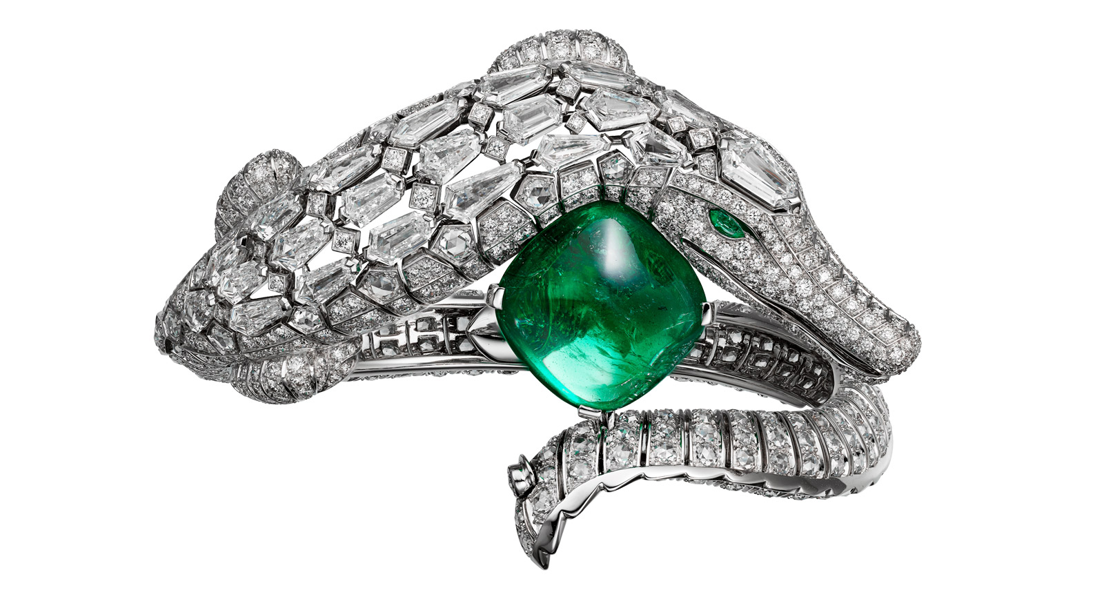 Résonances de Cartier bracelet in platinum with emerald and diamonds