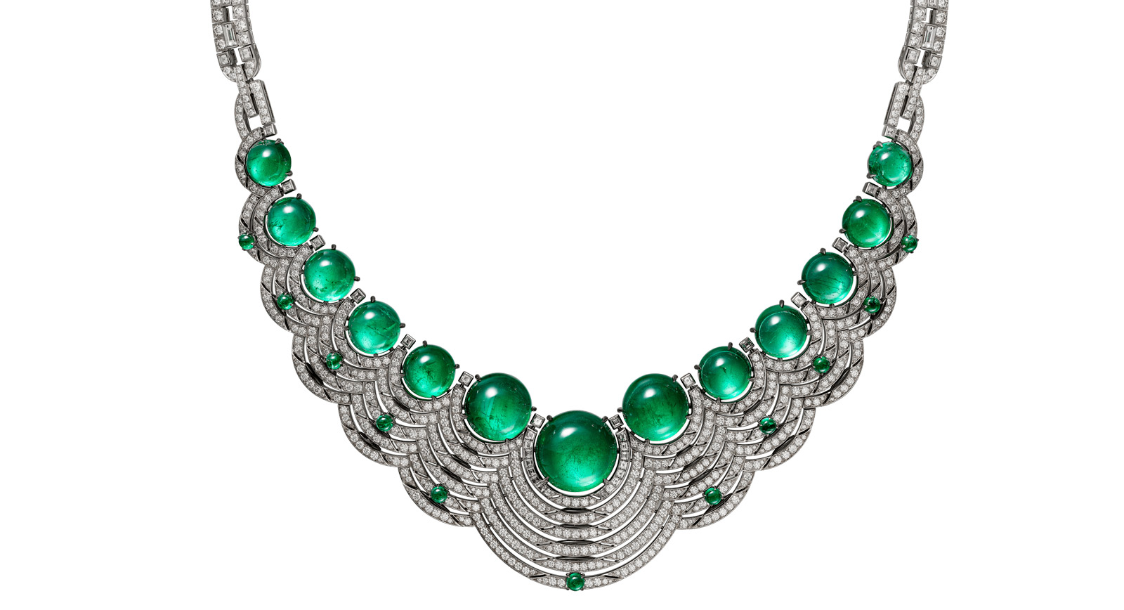  Résonances de Cartier necklace in white gold with emeralds, onyx and diamond 