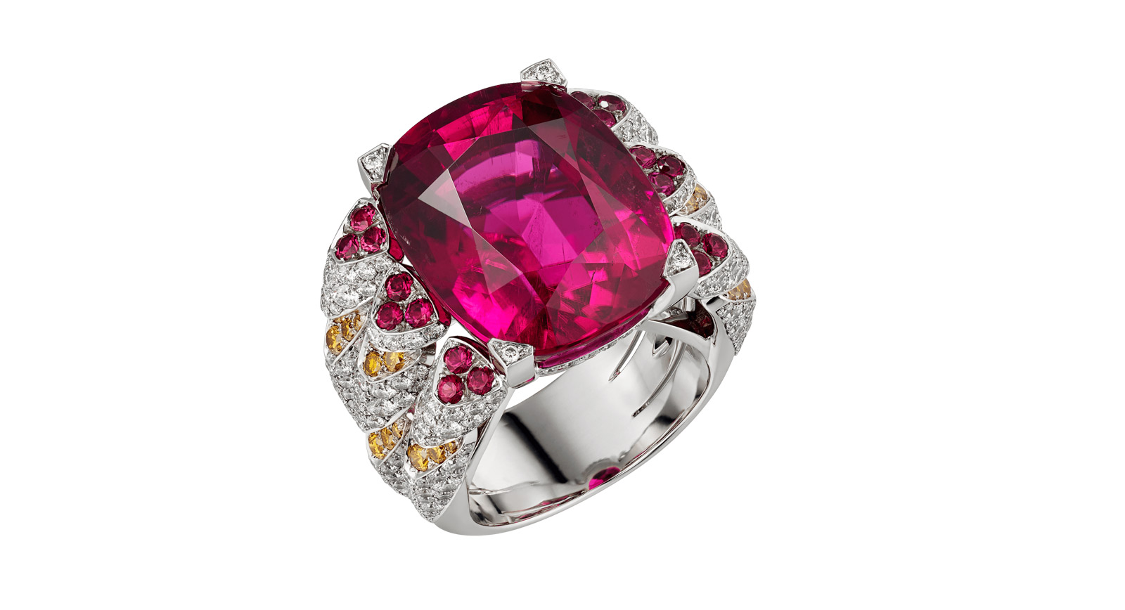  Résonances de Cartier ring in white gold with rubellites and diamonds