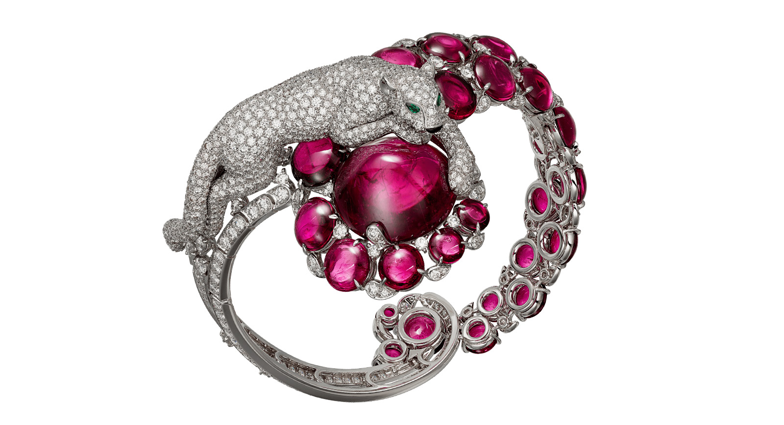 Résonances de Cartier Panther bracelet with rubellites and diamonds
