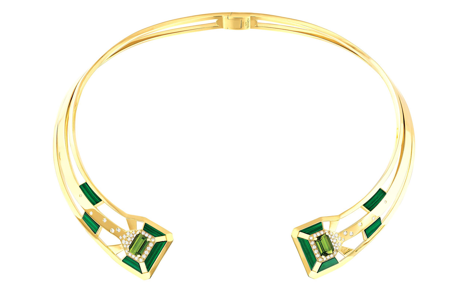  MY GREEN NECKLACE IN 18K YELLOW GOLD, MALACHITE, TOURMALINES AND DIAMONDS