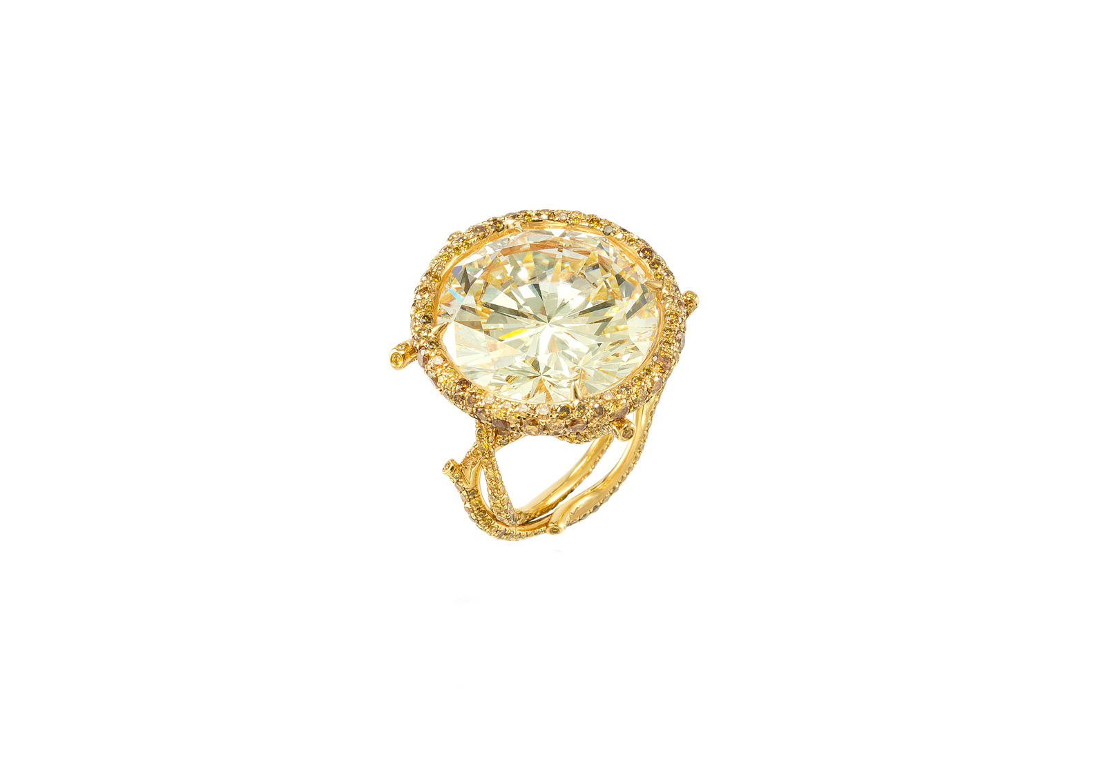  Cindy Chao Four Seasons ring with a brilliant cut yellow diamond
