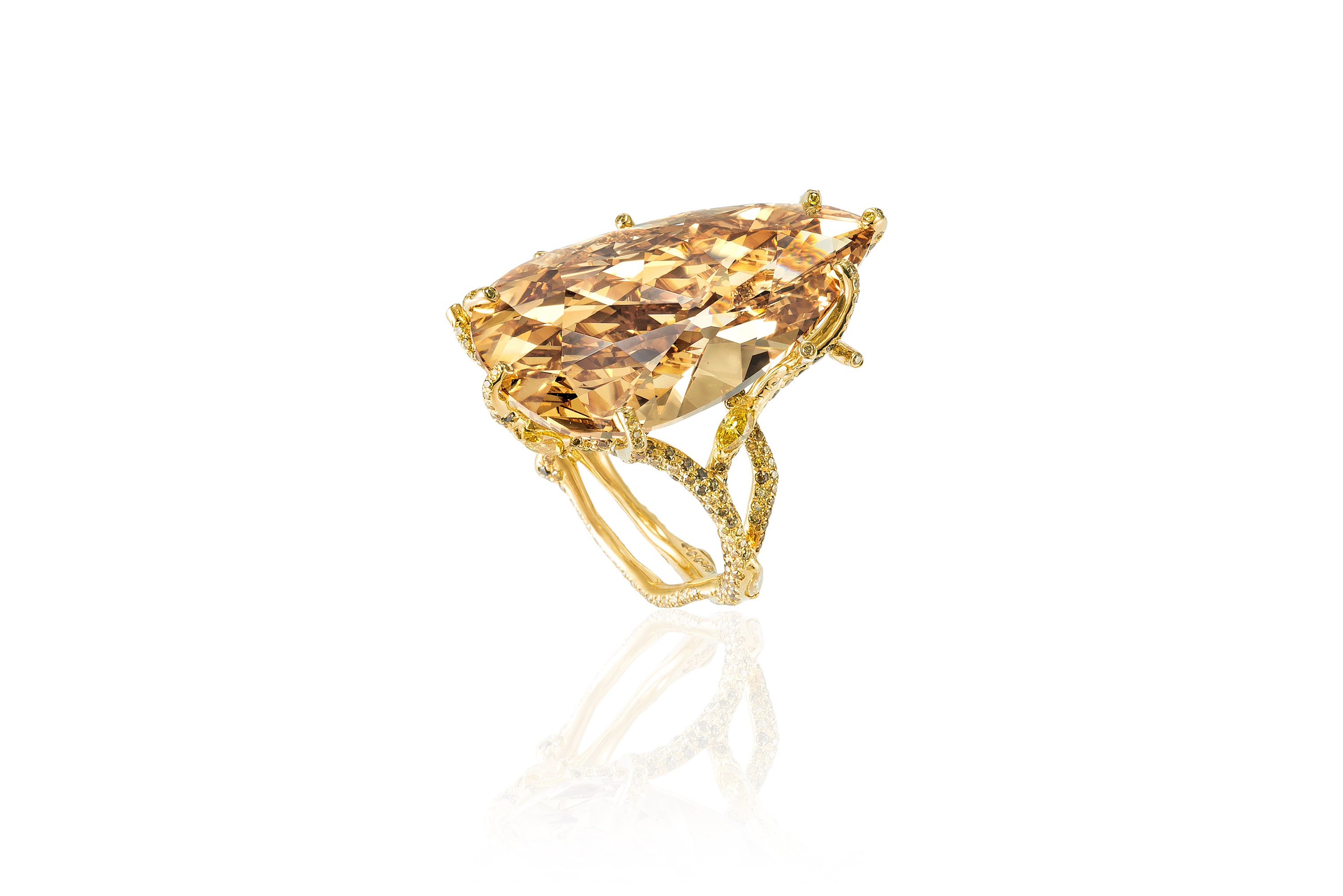 Cindy Chao ring with fancy brownish-yellow diamond