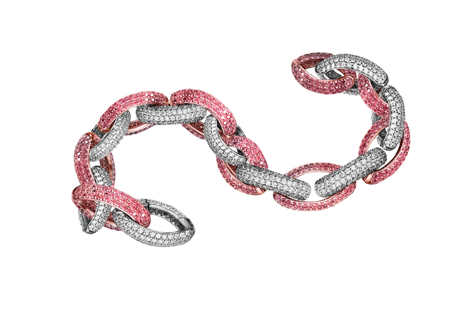  Avakian Links bracelet in pink sapphires and diamonds