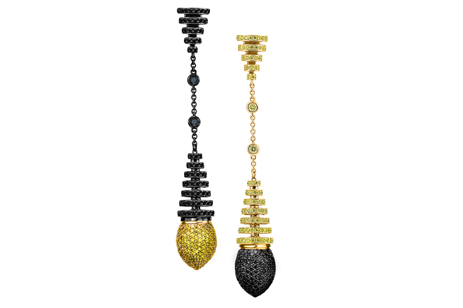  Avakian Riviera earrings with interchangeable yellow and black diamonds drops