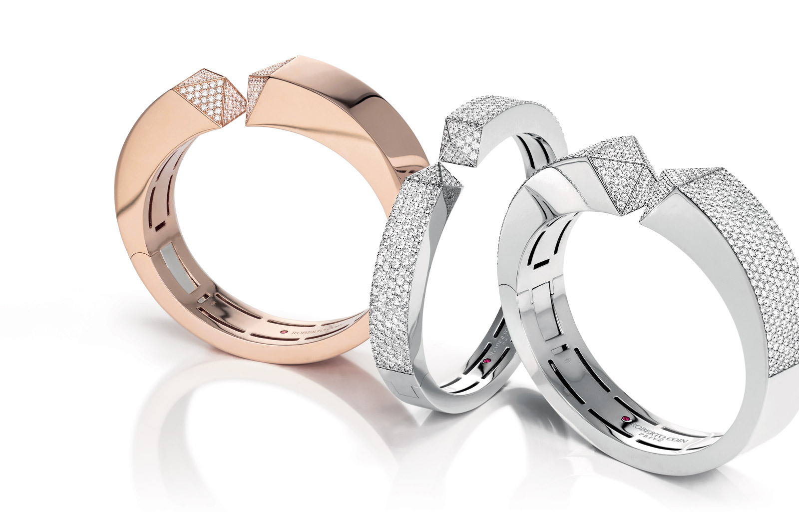  Open cuff bracelet in rose gold, white gold and diamonds from Sauvage Privé collection
