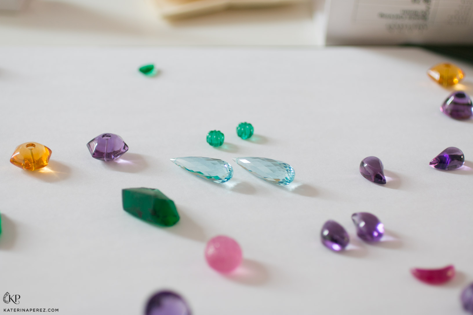 Cut and rough gemstones at Dharmenda Tank's office