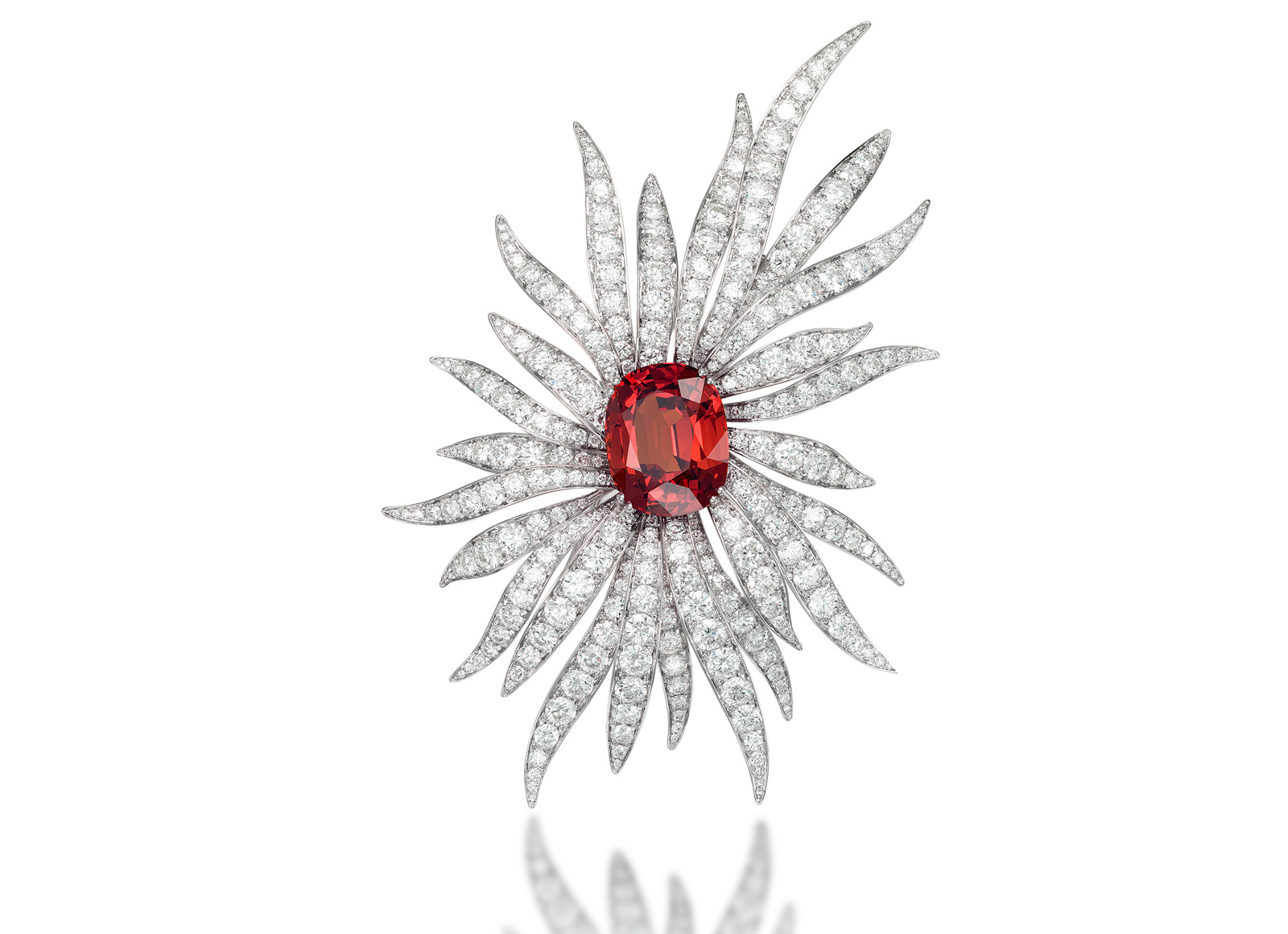  Picchiotti Flower Brooch featuring an unheated spessartite and diamond petals