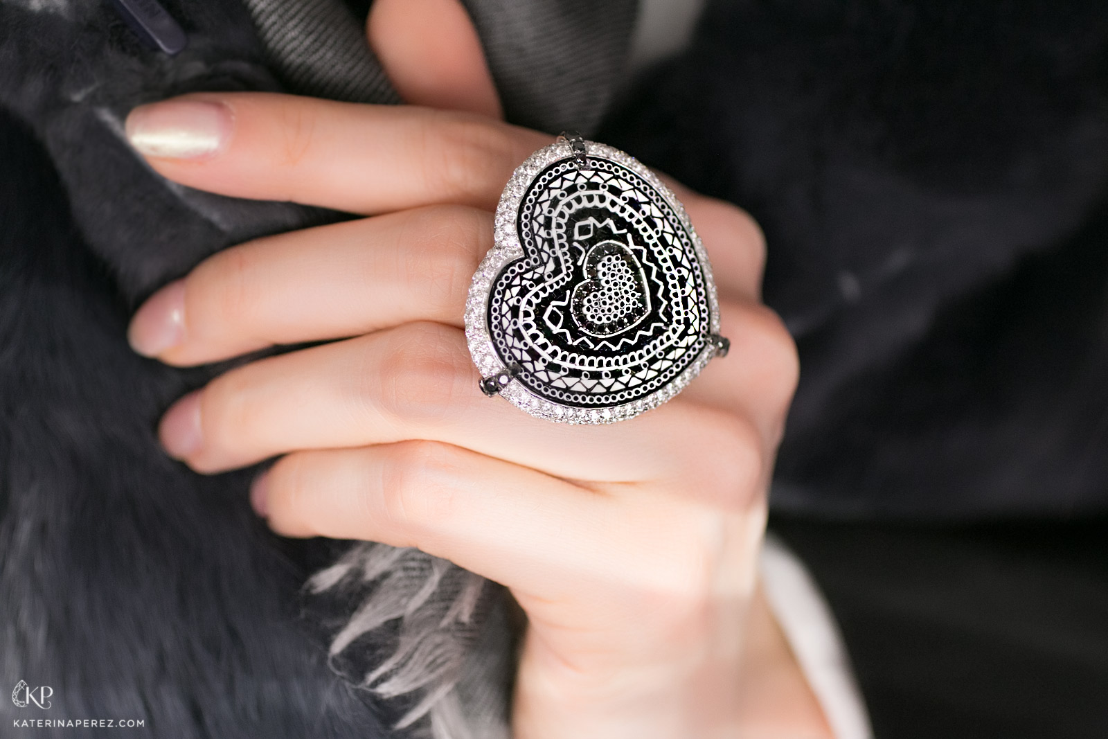  SICIS ring in white gold with micromosaic and diamonds