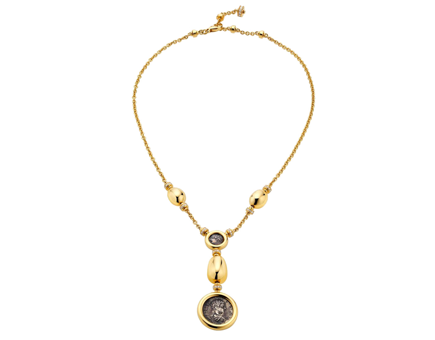  Bulgari 'Monete' necklace 18k yellow gold necklace with antique silver coins 