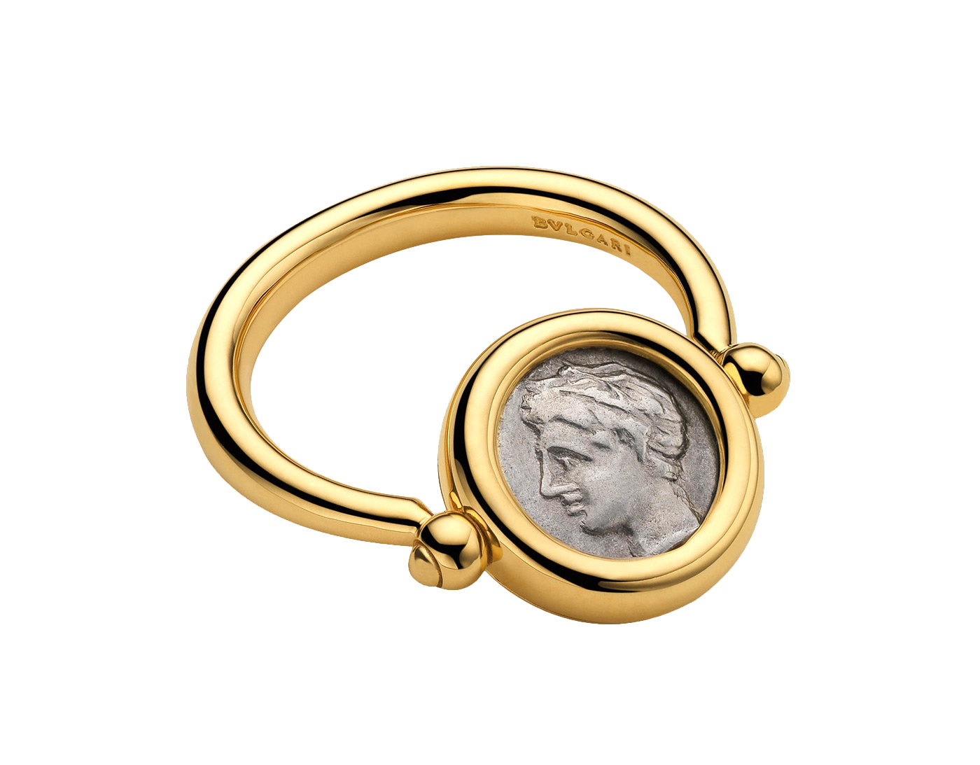  Bulgari 'Monete' 18k yellow gold ring with antique coin