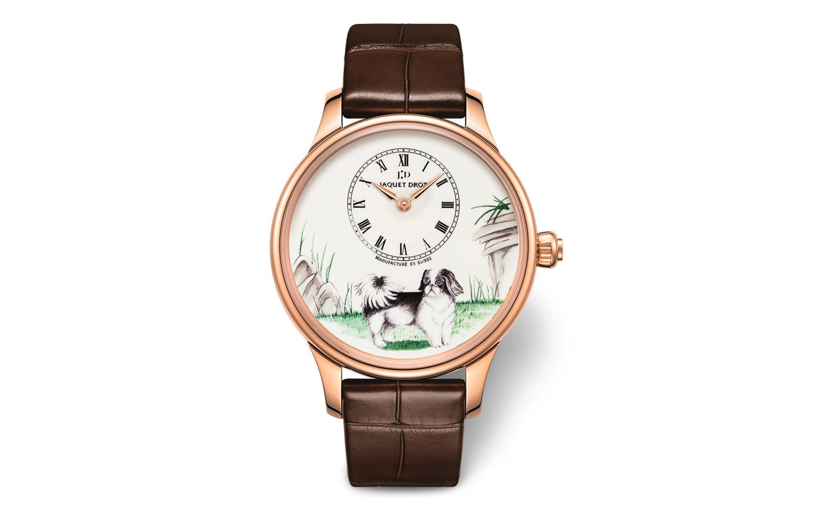  Jaquet Droz Petite Heure Minute Dog in rose gold case