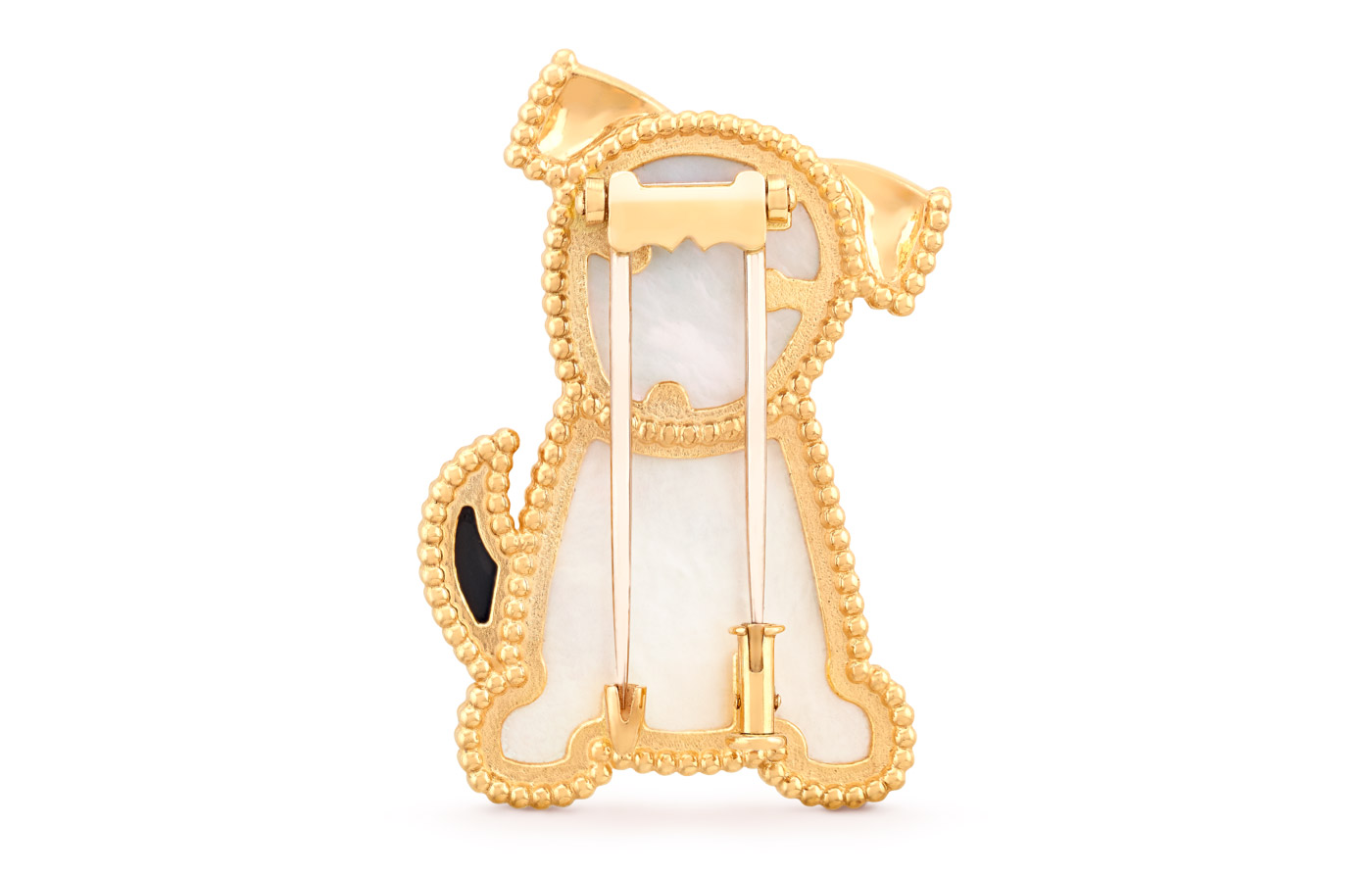  Van Cleef&Arpels Lucky Animals brooch with mother-of-peals and onyx in yellow gold