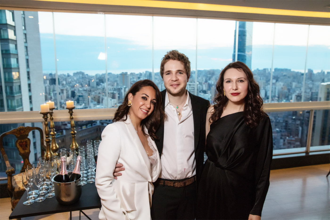 Katerina Perez with Mariana Wehbe and Henry Dakak at Henry's private event 