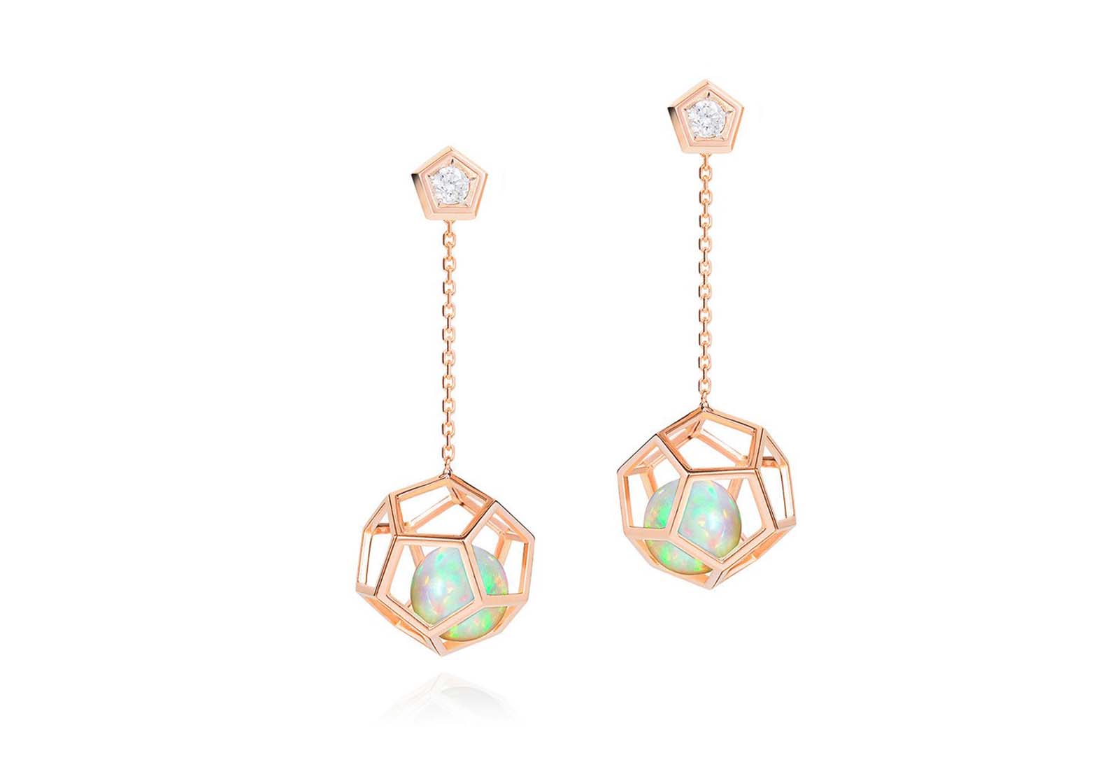  Ornella Iannuzzi Rock It! collection earrings in yellow gold with an opal bead