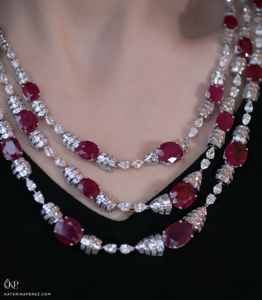  Araya necklace with rubies and baguette diamonds