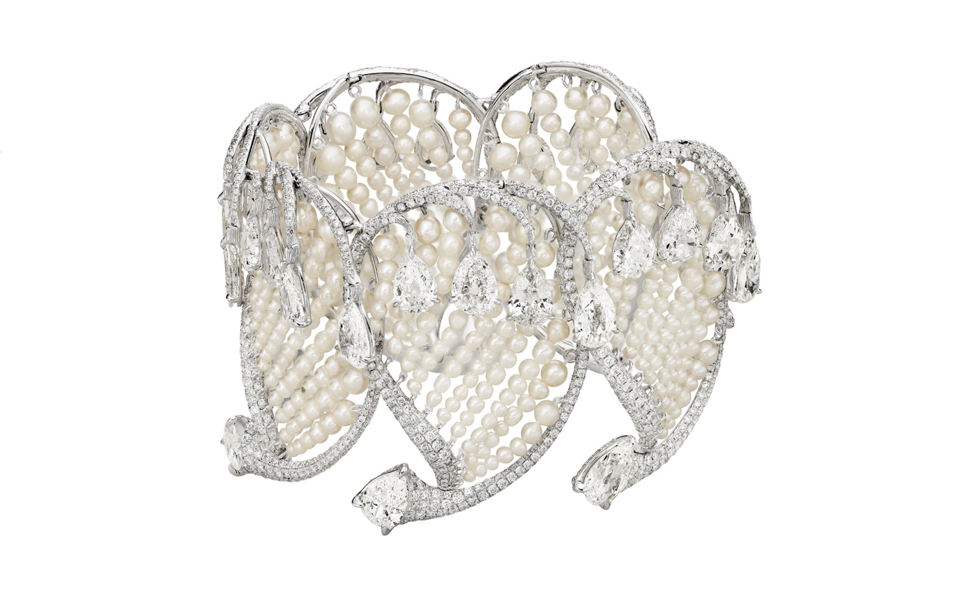 Boghossian Ballet oriental bracelet with pearls and diamonds
