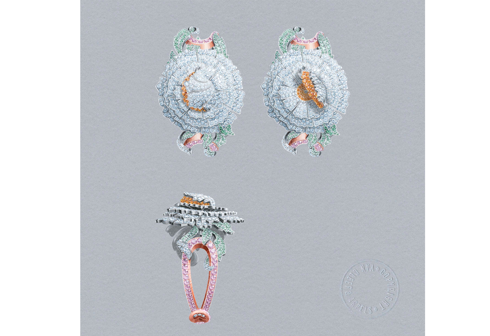 Van Cleef&Arpels Pivoine Secréte watch drawing