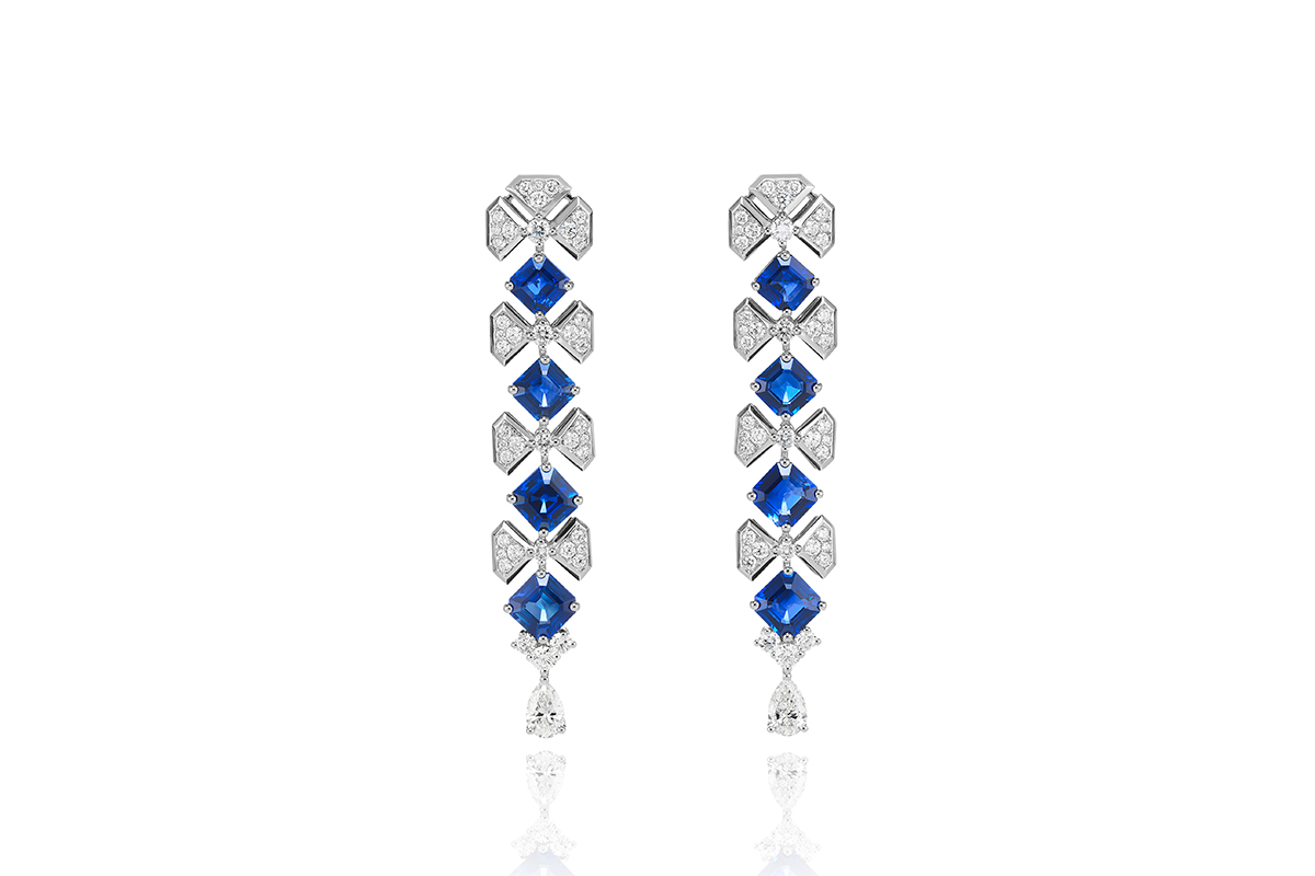  Precious Chopard earrings in white gold with sapphires and diamonds