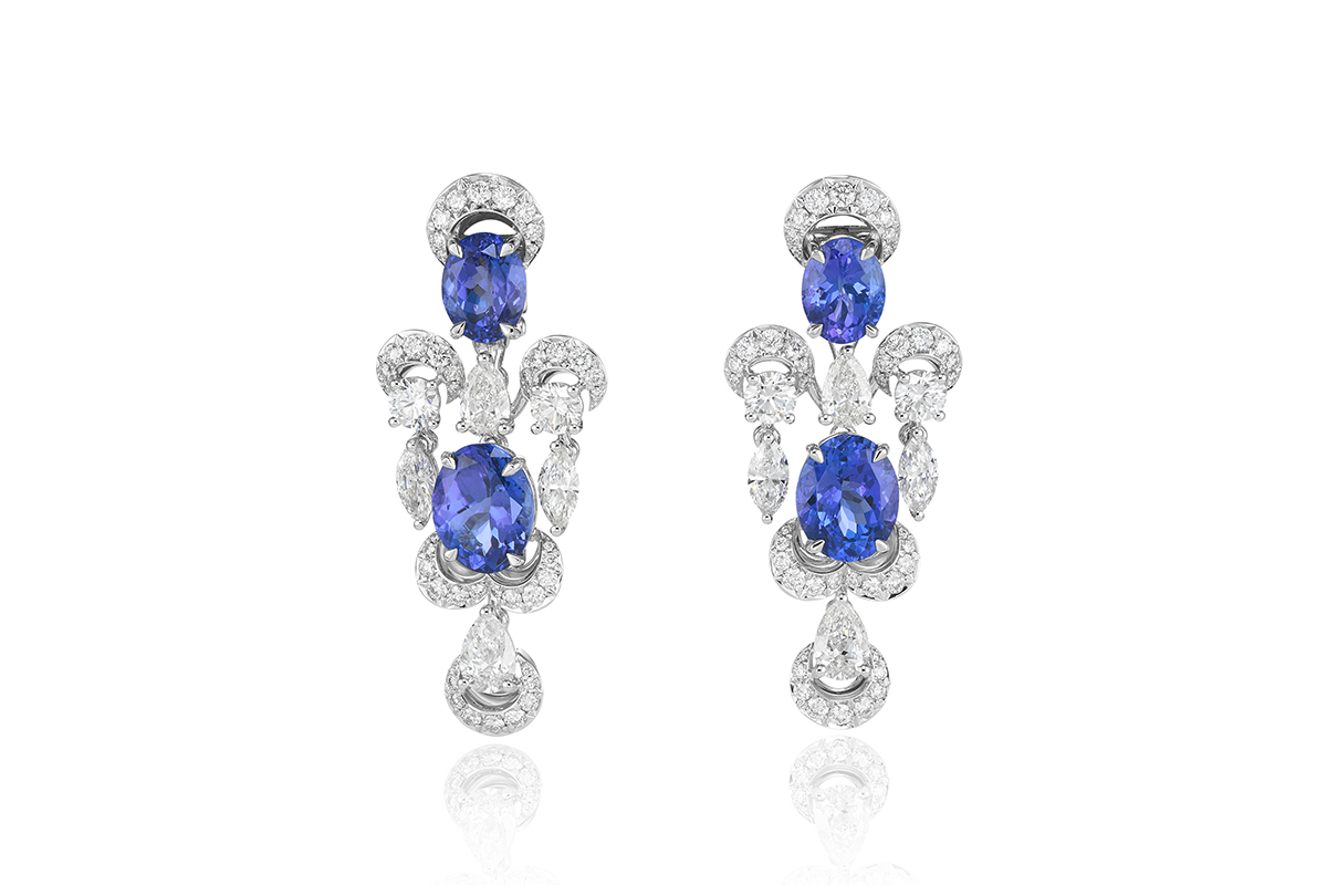  Precious Chopard earrings in white gold with tanzanites and diamonds