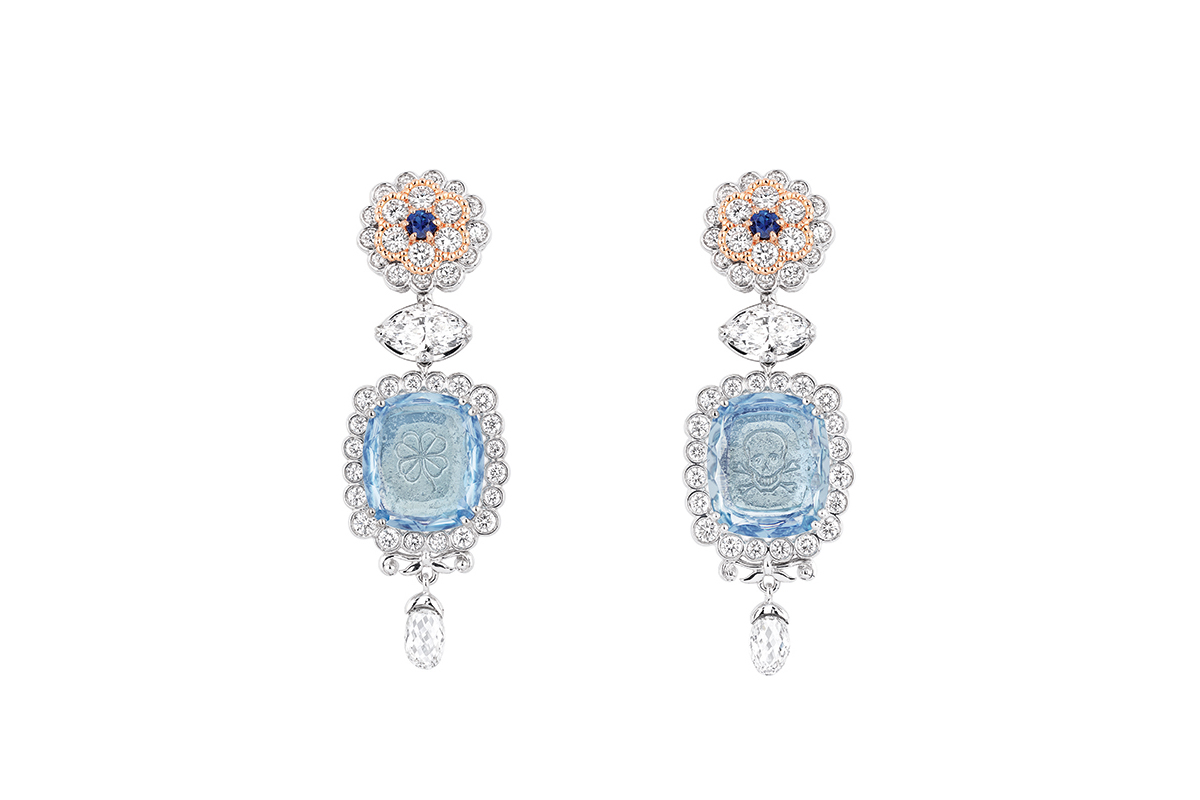  DIOR À VERSAILLES, PIÈCES SECRÈTES - 'Volupte aigue-marine' earrings
