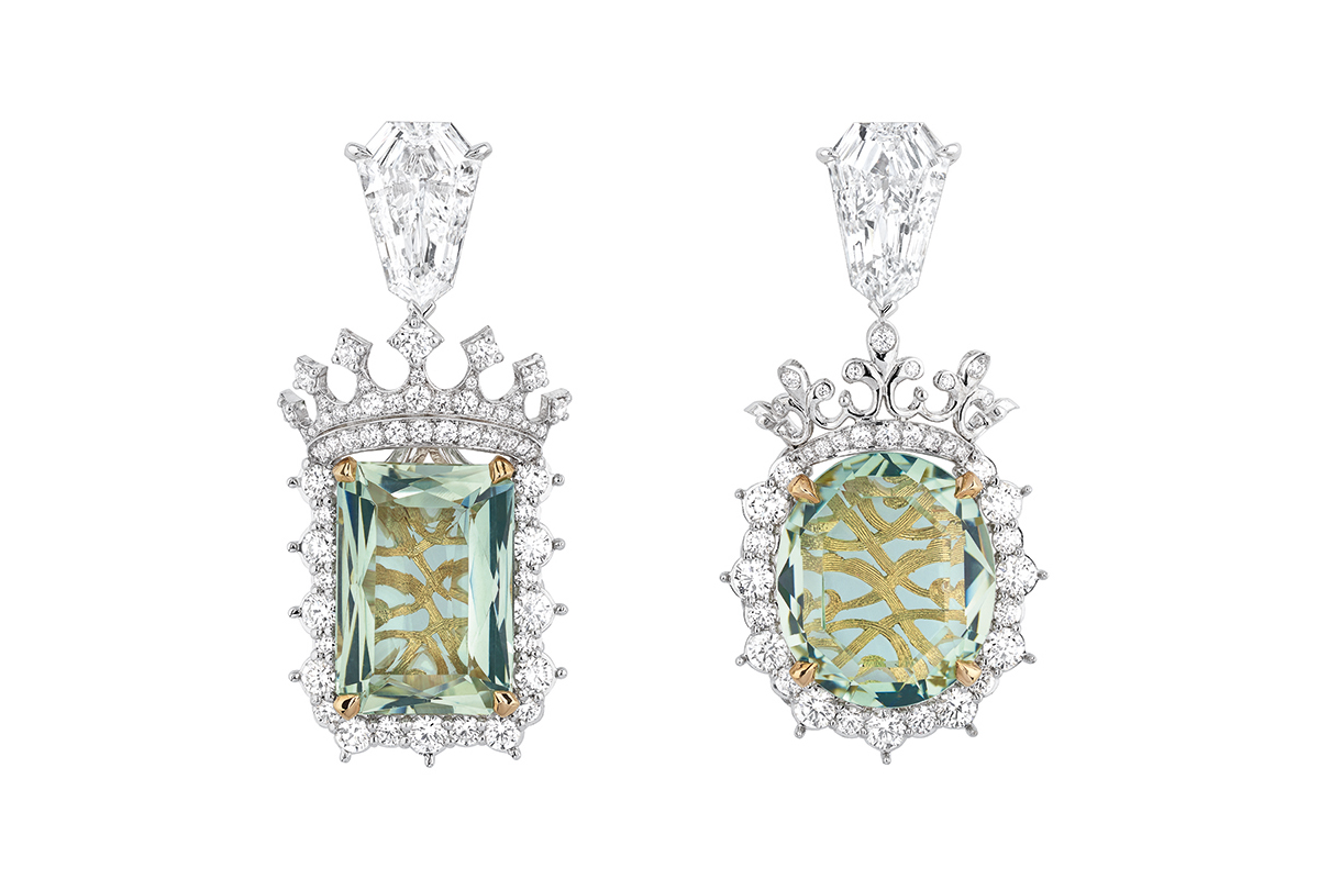 DIOR À VERSAILLES, PIÈCES SECRÈTES - 'Cachette beryl vert' earrings