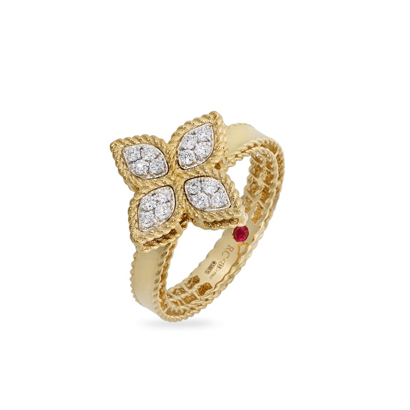  Roberto Coin ring from Princess Flower collection in yellow gold and diamonds