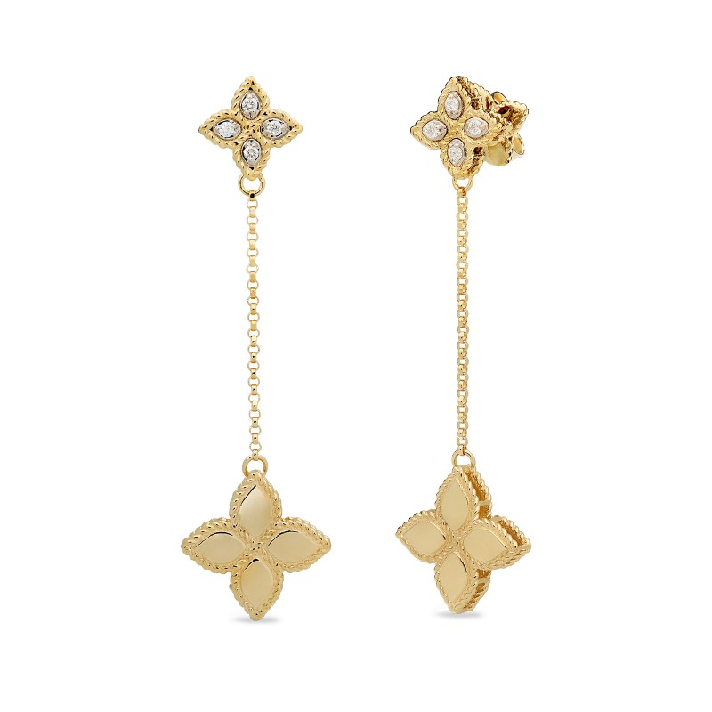  Roberto Coin earrings from Princess Flower collection in yellow gold and diamonds