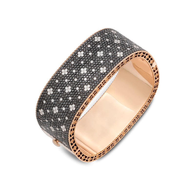  Roberto Coin bangle with colourless and black diamonds from Venetian Princess collection