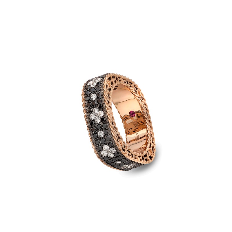  Roberto Coin thin bangle with colourless and black diamonds from Venetian Princess collection
