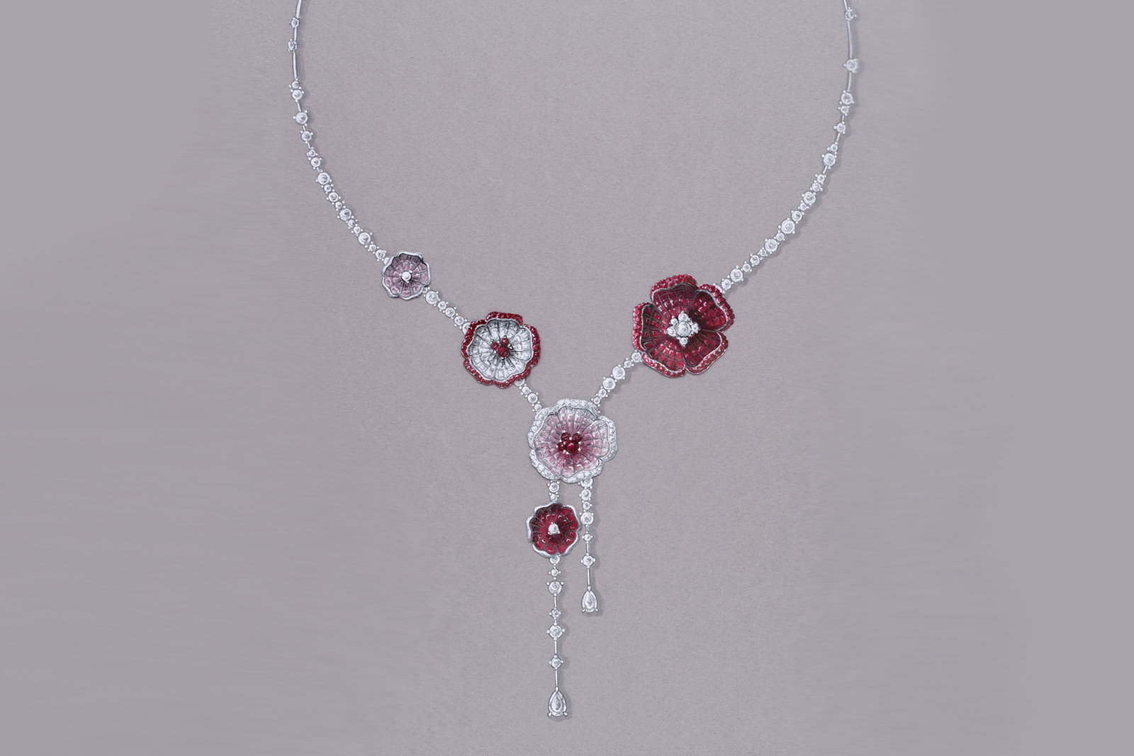 Stenzhorn Sakura necklace with rubies, pink sapphires and diamonds