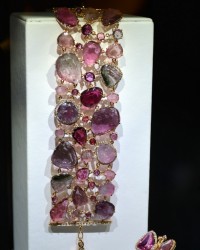 F.A.Gioielli multicoloured tourmaline bracelet with diamonds in yellow gold