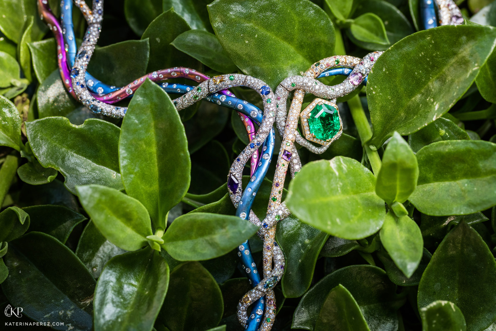  M Haute Joaillerie 'Titania' necklace in diamonds, emeralds, sapphires, spinels, tsavorites, amethysts and tourmalines set in gold and titanium. Photography by Simon Martner