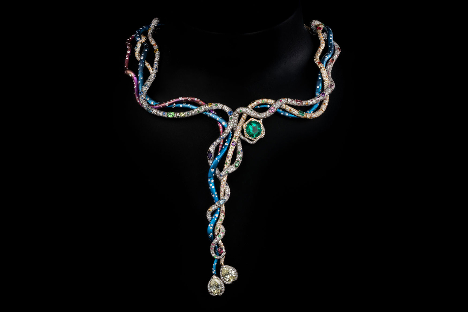  M Haute Joaillerie 'Titania' necklace in diamonds, emeralds, sapphires, spinels, tsavorites, amethysts and tourmalines set in gold and titanium. Photography by Simon Martner