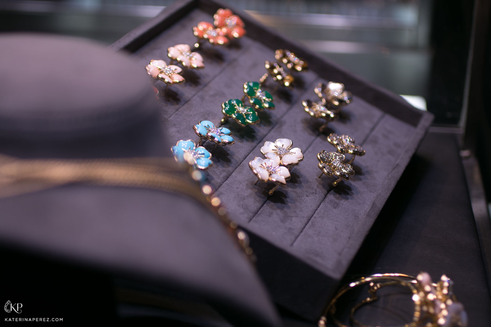  Veschetti 'Petite Fleures’ handmade rings from the ‘Jewellery Box’ collection, set with coral, turquoise, agate and diamonds