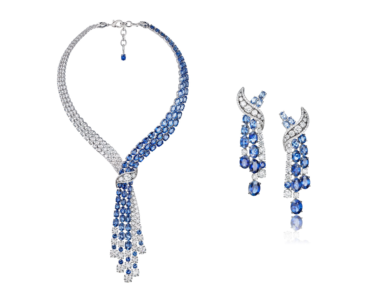 Arctic Tango earrings with sapphires and diamonds by Adler