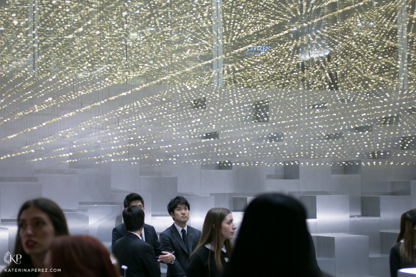  An installation of watch mechanisms hung from the ceiling at Baselworld 2018