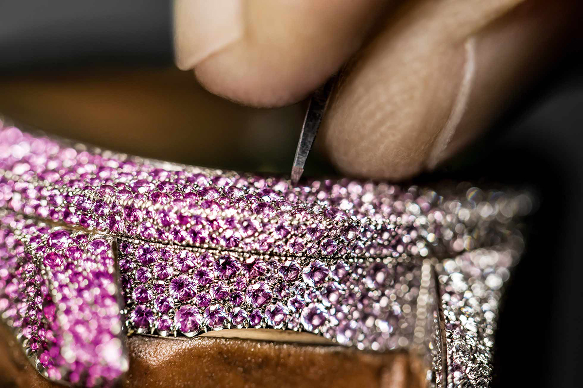  Pavé is applied to one of the watches from the 'Dior Grand Soir Feux d'Artifice' collection
