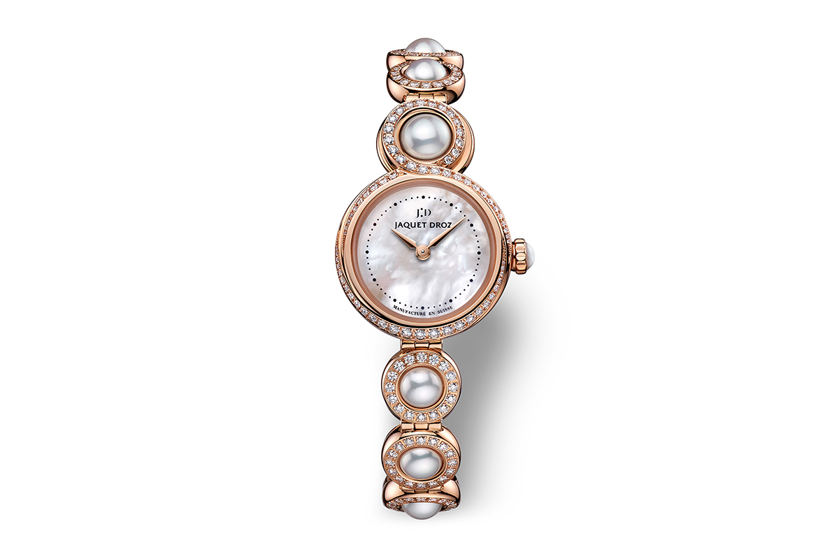 Jaquet Droz 'Lady 8 Petite' watch with Akoya pearls, diamonds and mother of pearl dial