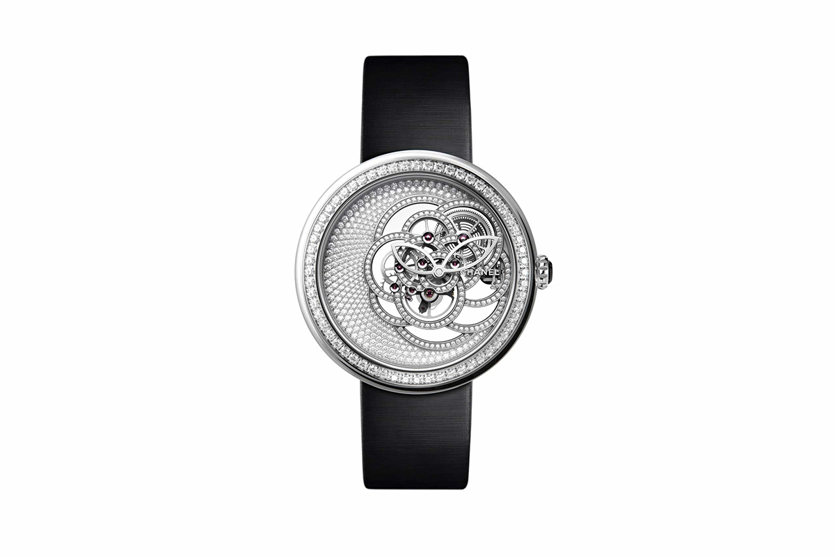  Chanel 'Calibre 2.1 Camelia Skeleton' with pavé diamond dial and bezel