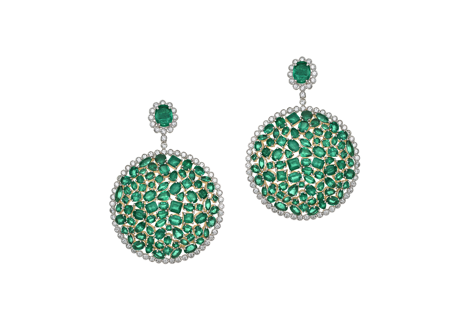  Bespoke House of Meraki 'Esmeralde' diamond and emerald earrings