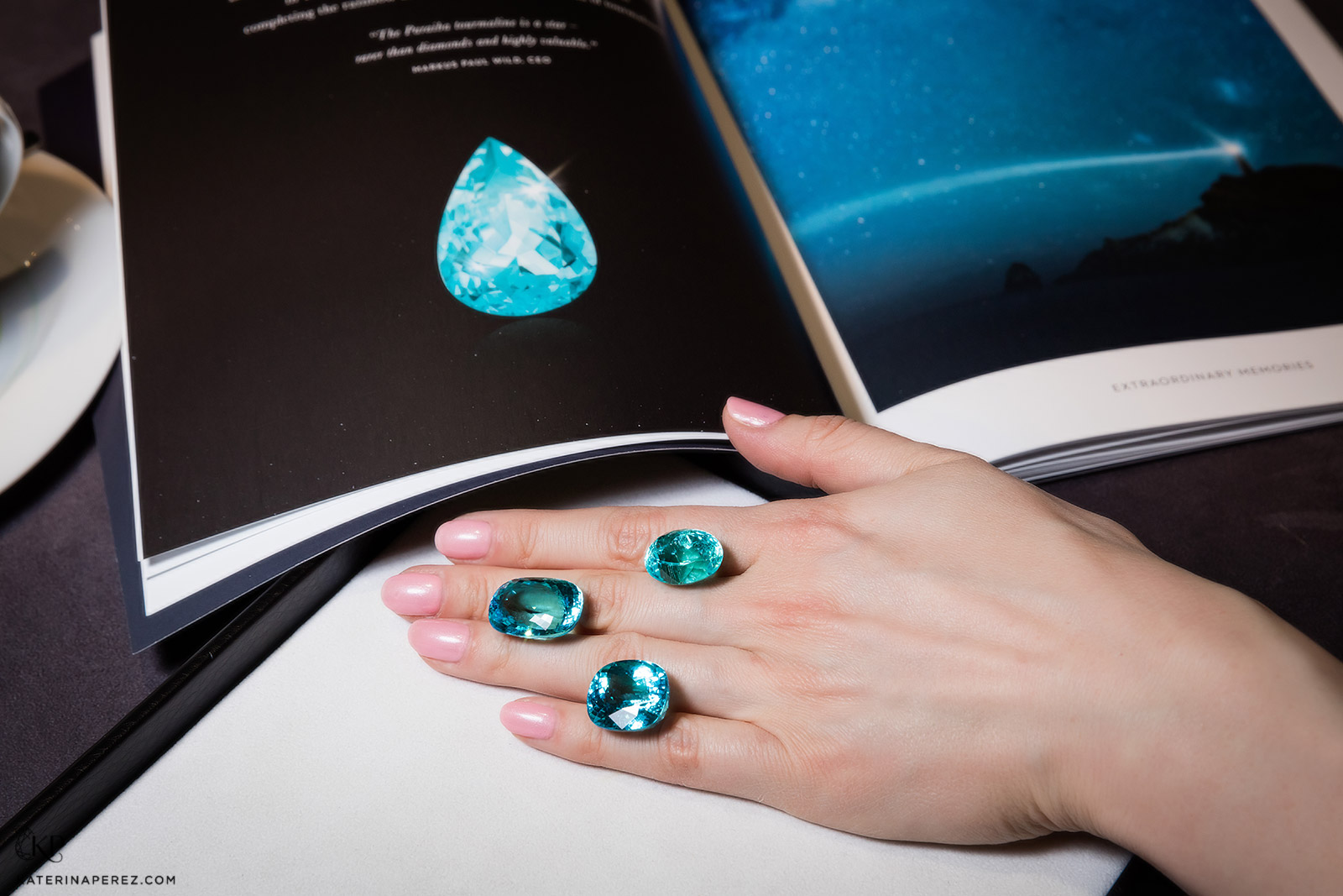 Paul Wild Paraiba tourmalines. Photo by Simon Martner for katerinaperez.com