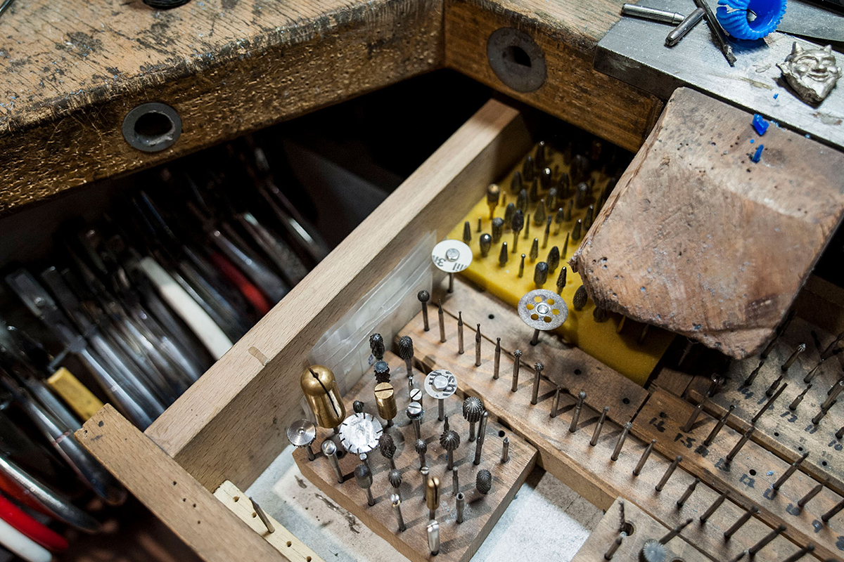 Philippe Pfeiffer's workbench in his London atelier